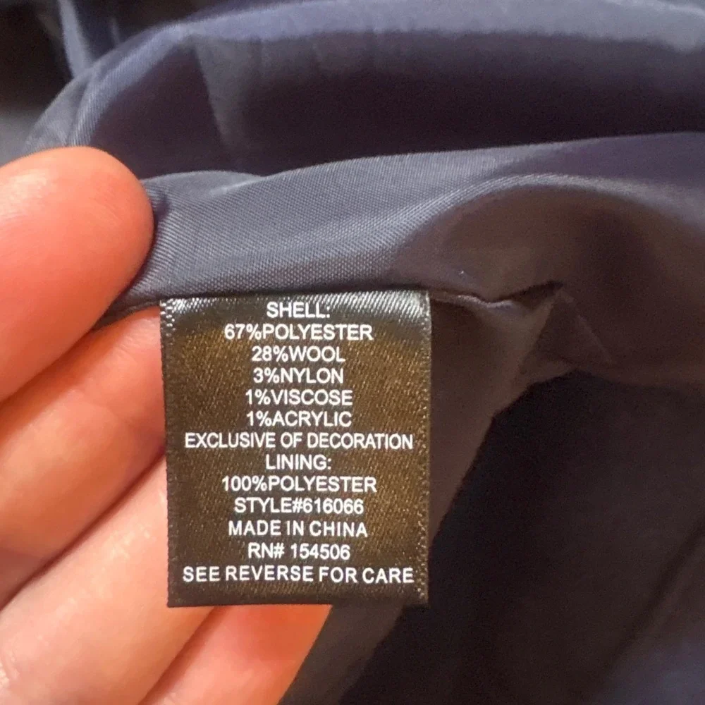 Colleen Lopez Wool‎ Blend Coat Women Blue Excellent Rhinestone Pocket SIZE XS - Picture 5 of 7